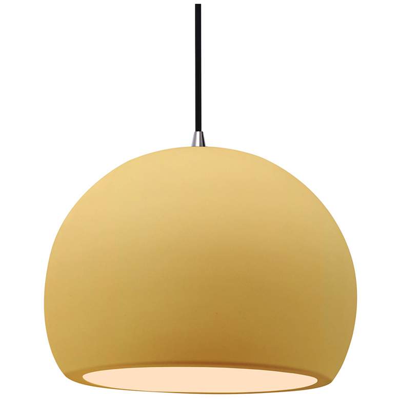 Image 1 Radiance 12.25"W Yellow Frame Nickel Large Globe Black Cord LED Pendan