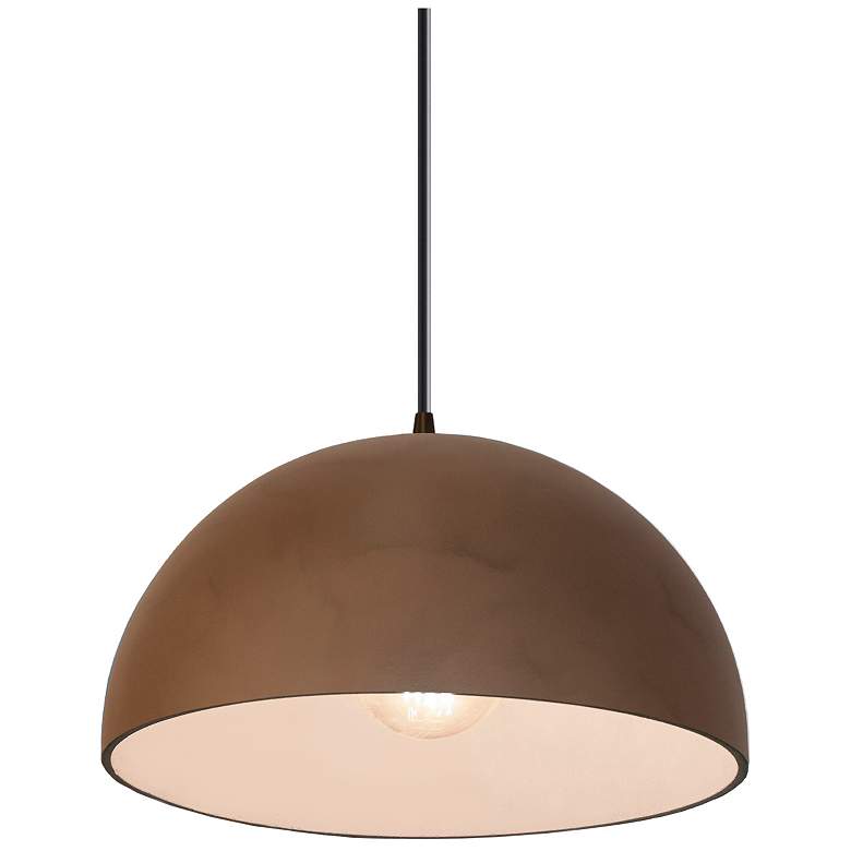 Image 1 Radiance 12.5" Wide Dark Bronze Terra Cotta Dome Black Cord LED Pendan