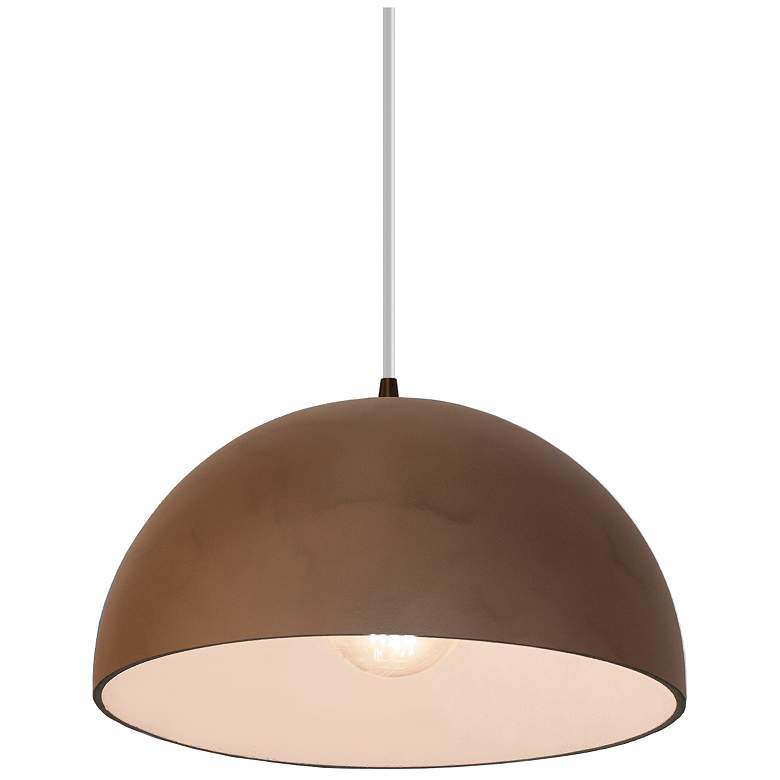 Image 1 Radiance 12.5" Wide Dark Bronze Terra Cotta Dome White Cord LED Pendan