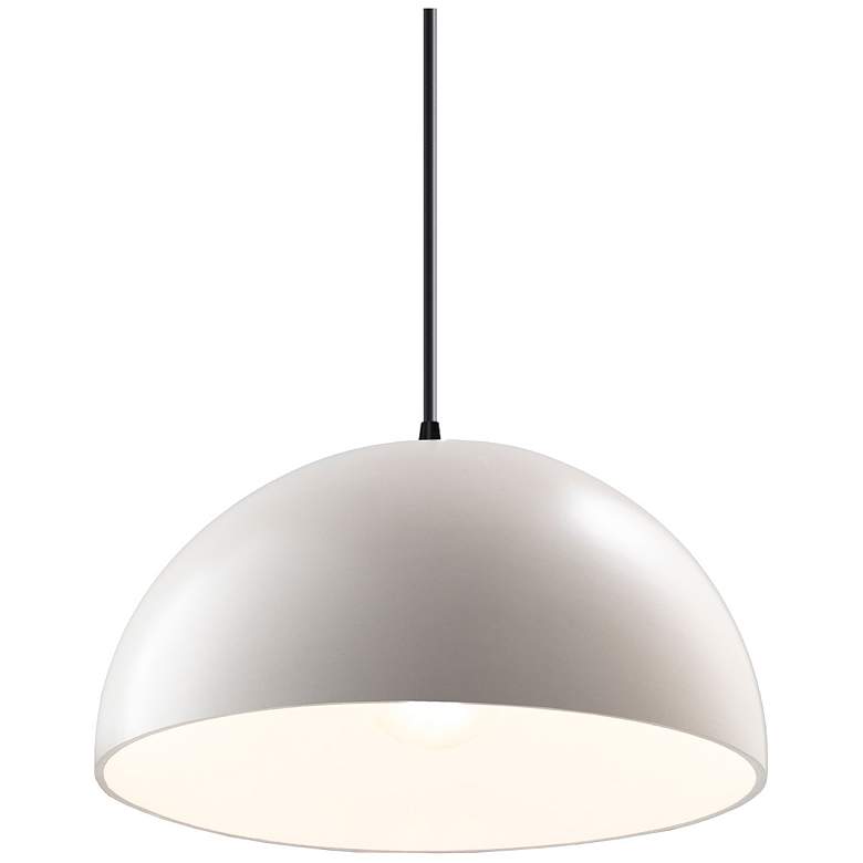 Image 1 Radiance 12.5" Wide Matte Black Matte White Dome Black Cord LED Pendan