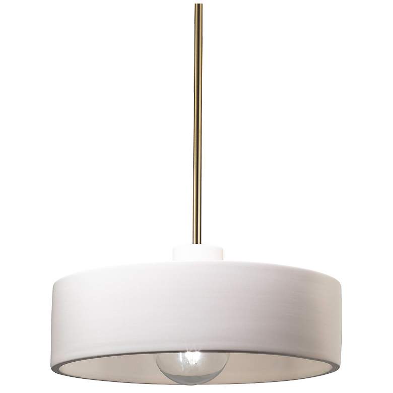 Image 1 Radiance 12" Wide Antique Brass Bisque Dish Stemmed Pendant