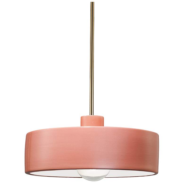 Image 1 Radiance 12" Wide Antique Brass Gloss Blush Dish Stemmed Pendant