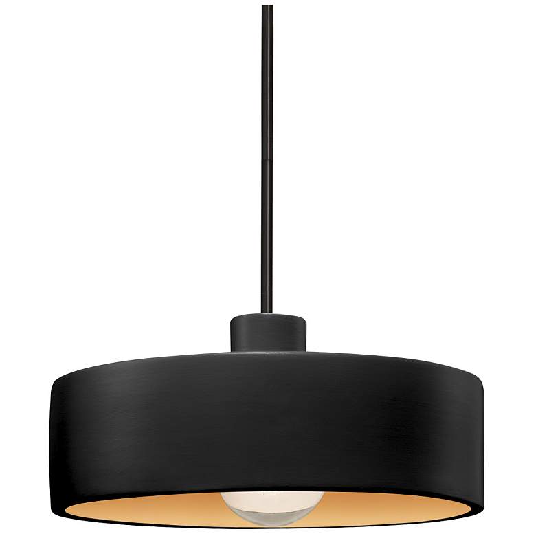 Image 1 Radiance 12 inch Wide Black &#38; Gold Dish Stemmed Pendant