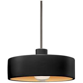 Image1 of Radiance 12" Wide Brushed Nickel Black & Gold Dish Stemmed Pendant
