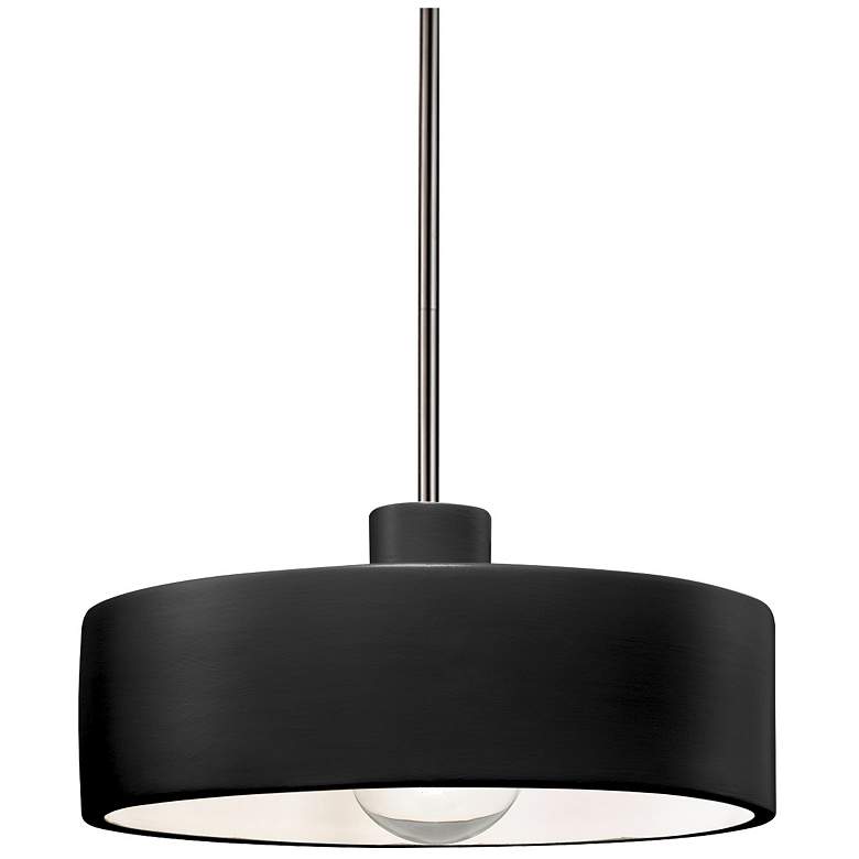 Image 1 Radiance 12" Wide Brushed Nickel Carbon Matte Black Dish Stemmed Penda