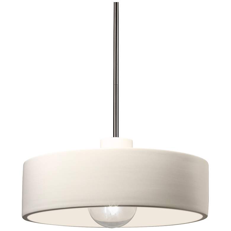 Image 1 Radiance 12" Wide Brushed Nickel Matte White Dish Stemmed Pendant