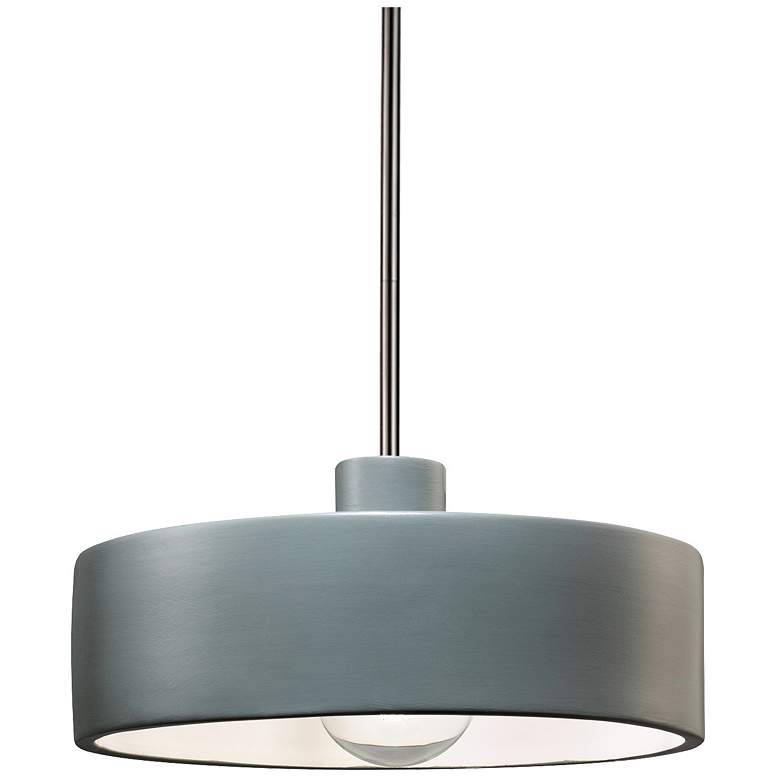 Image 1 Radiance 12" Wide Brushed Nickel Pewter Green Dish Stemmed Pendant