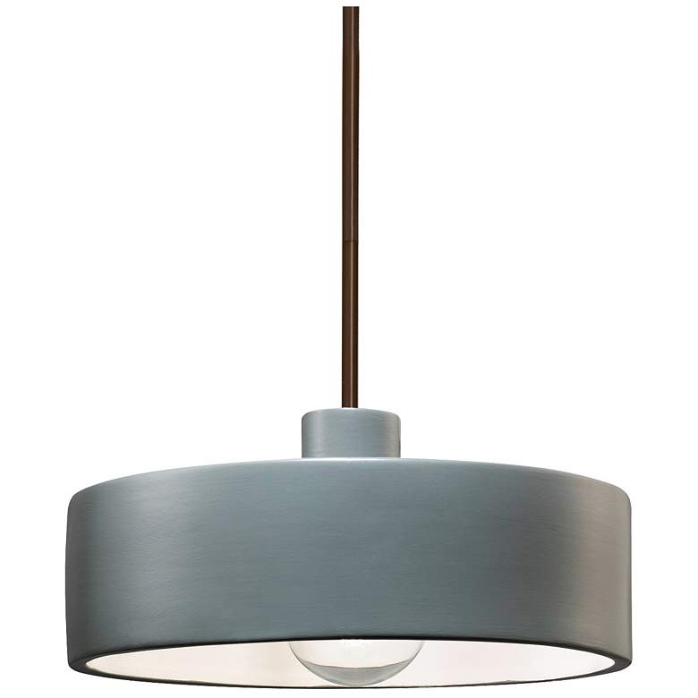 Image 1 Radiance 12" Wide Dark Bronze Pewter Green Dish Stemmed Pendant