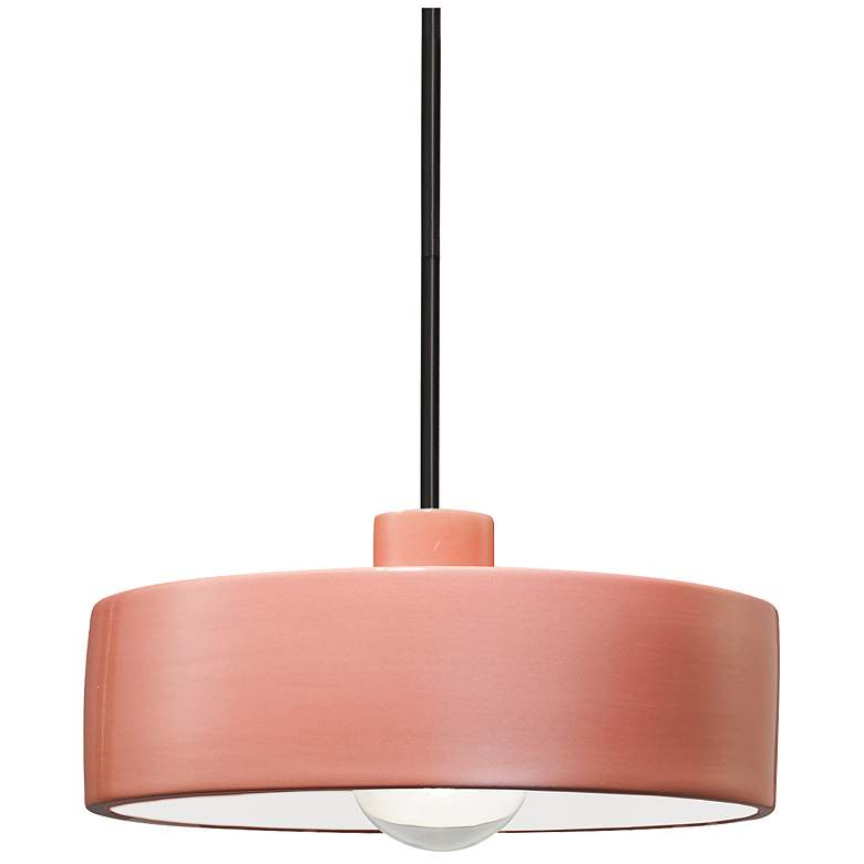Image 1 Radiance 12" Wide Matte Black Gloss Blush Dish Stemmed Pendant