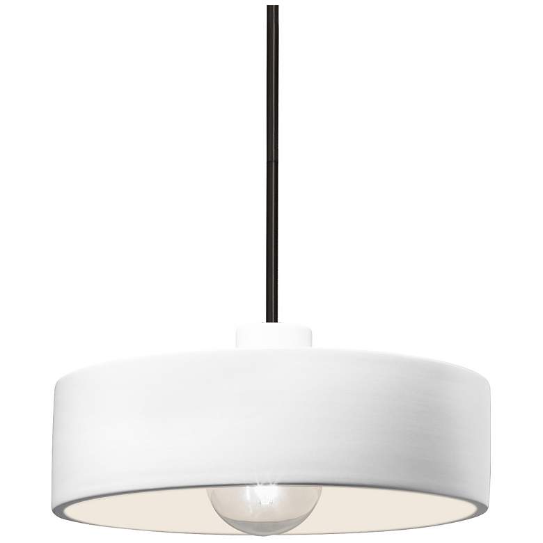 Image 1 Radiance 12" Wide Matte Black Gloss White Dish Stemmed Pendant