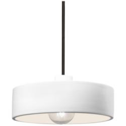 Radiance 12" Wide Matte Black Gloss White Dish Stemmed Pendant