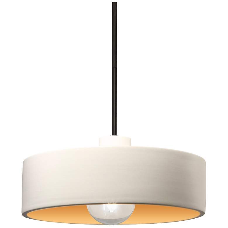 Image 1 Radiance 12" Wide Matte Black Matte White and Gold Dish Stemmed Pendan