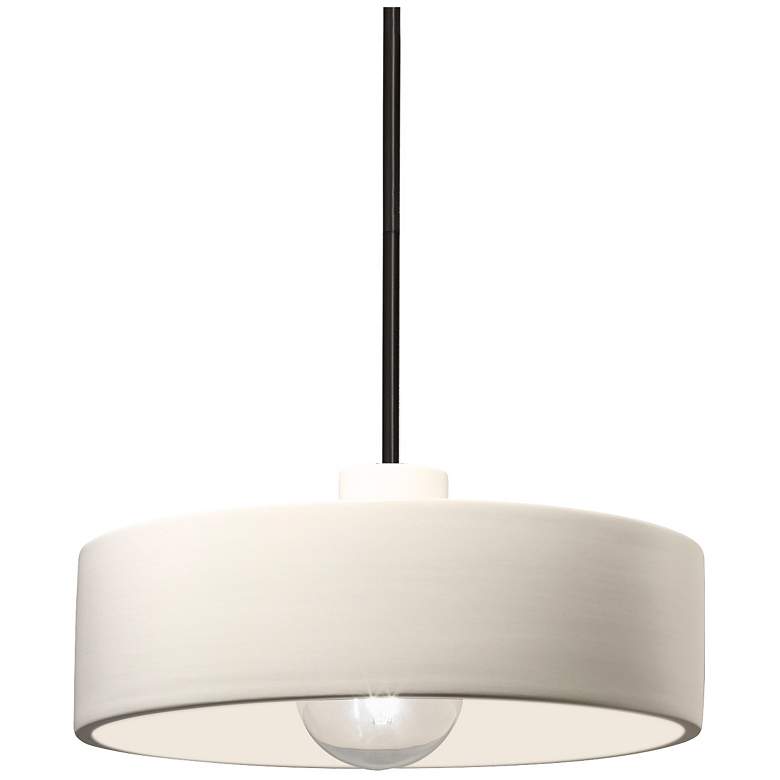 Image 1 Radiance 12" Wide Matte Black Matte White Dish Stemmed Pendant