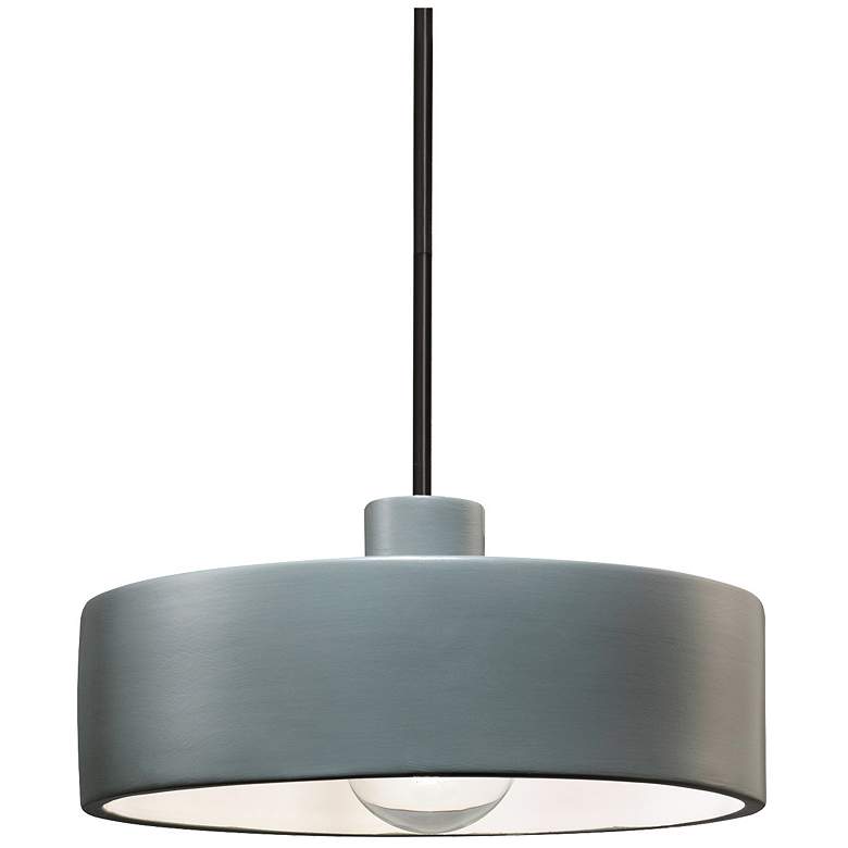 Image 1 Radiance 12" Wide Matte Black Pewter Green Dish Stemmed Pendant