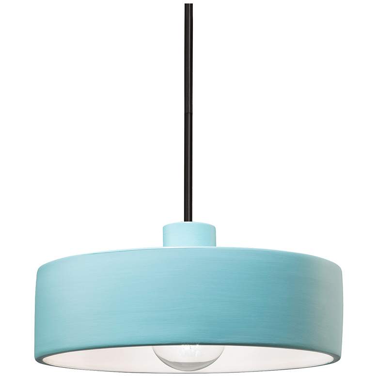 Image 1 Radiance 12" Wide Matte Black Reflecting Pool Dish Stemmed Pendant