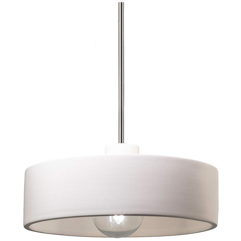 Image 1 Radiance 12 inch Wide Polished Chrome Bisque Dish Stemmed Pendant