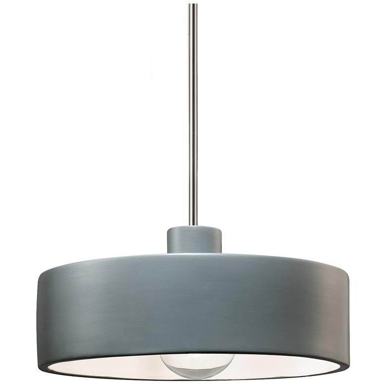 Image 1 Radiance 12" Wide Polished Chrome Pewter Green Dish Stemmed Pendant