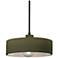 Radiance 12"W Matte Green And Black Cord Dish Pendant