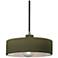 Radiance 12"W Matte Green And Nickel Black Cord Dish Pendant