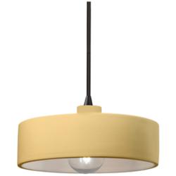 Radiance 12"W Muted Yellow And Black Cord Dish Pendant