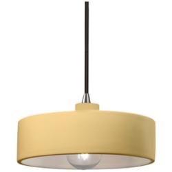 Radiance 12"W Muted Yellow And Nickel Black Cord Dish Pendant
