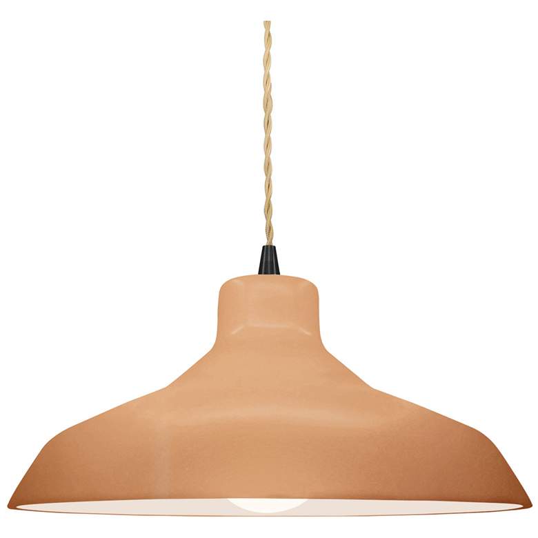 Image 1 Radiance 13.5"W Adobe Frame Matte Black Loft Beige Twisted LED Pendant