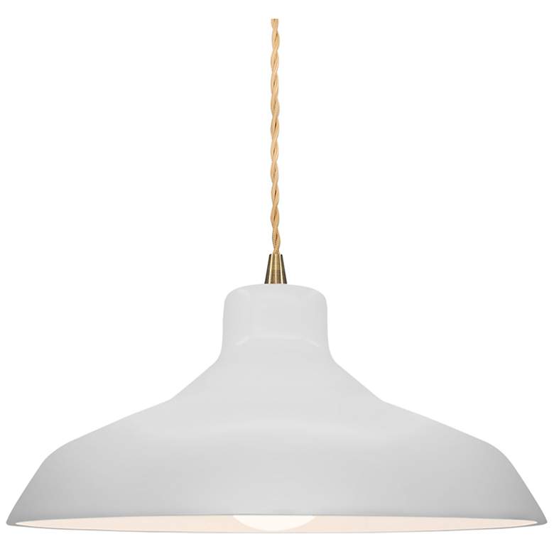 Image 1 Radiance 13.5"W Bisque Frame Antique Brass Loft Beige Twisted Pendant