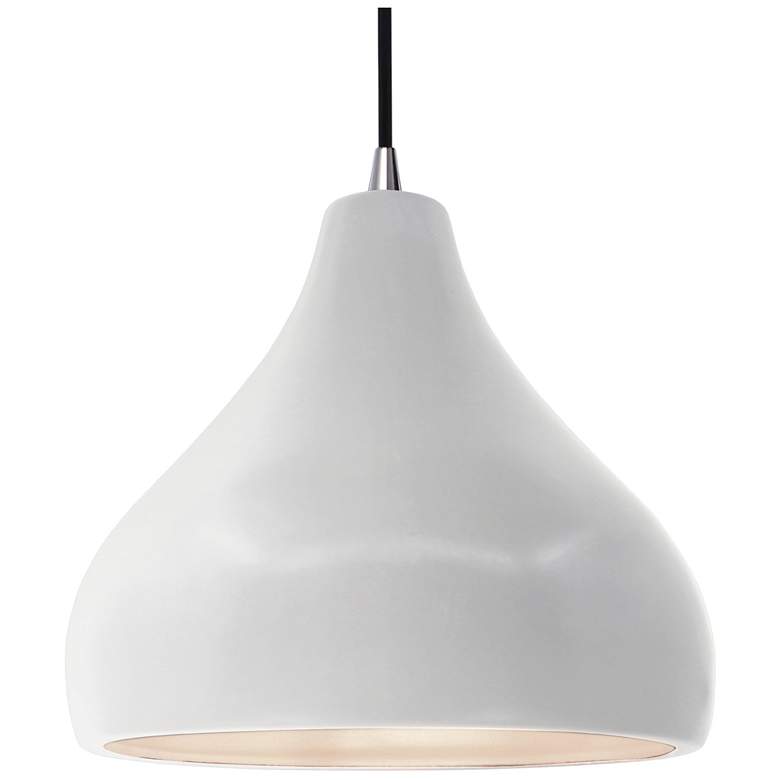 Image 1 Radiance 13.5"W Bisque Frame Nickel Large Droplet Black Cord LED Penda