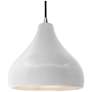 1_Radiance 13.5"W Bisque Frame Nickel Large Droplet Black Cord Pendant