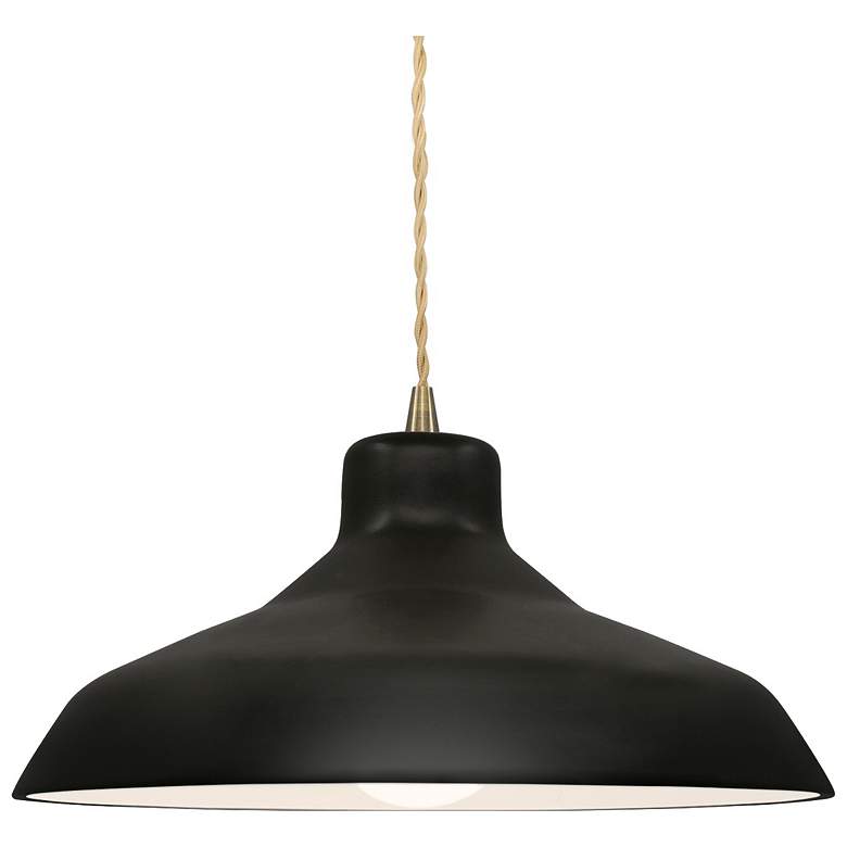 Image 1 Radiance 13.5"W Carbon Frame Antique Brass Loft Beige Twisted Pendant