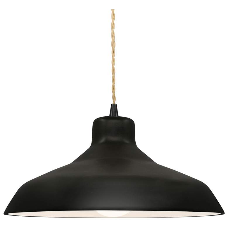 Image 1 Radiance 13.5"W Carbon Frame Matte Black Loft Beige Twisted LED Pendan