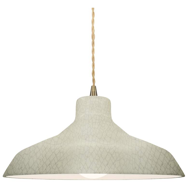 Image 1 Radiance 13.5"W Celadon Frame Antique Brass Loft Beige Twisted Pendant