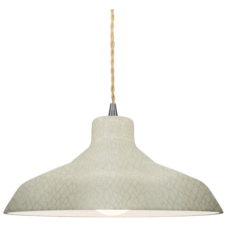 Image 1 Radiance 13.5"W Celadon Frame Brushed Nickel Loft Beige Twisted Pendan