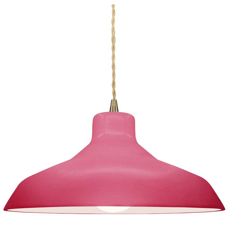 Image 1 Radiance 13.5"W Cerise Frame Antique Brass Loft Beige Twisted LED Pend