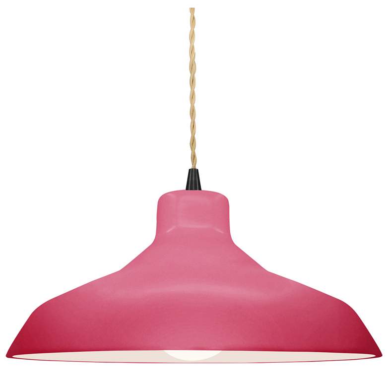 Image 1 Radiance 13.5"W Cerise Frame Matte Black Loft Beige Twisted LED Pendan