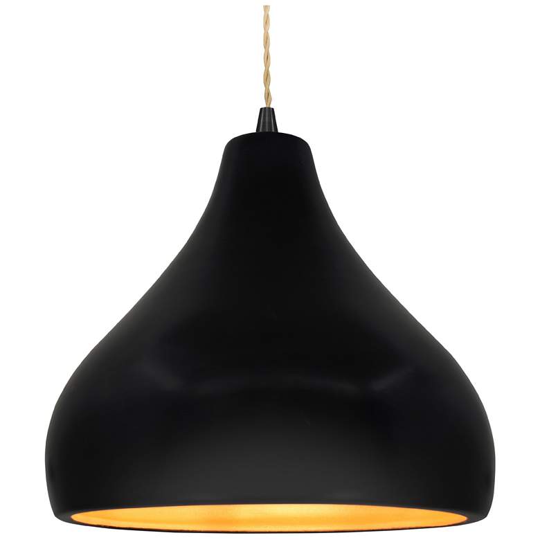 Image 1 Radiance 13.5"W Droplet Black Beige Cord Pendant w/ Black And Gold Sha