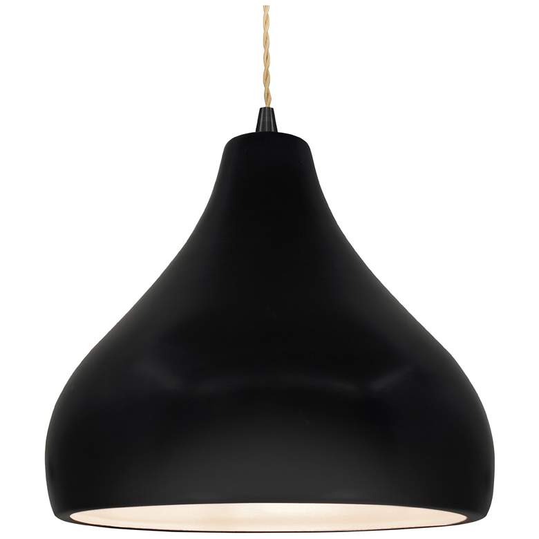 Image 1 Radiance 13.5"W Droplet Black Beige Cord Pendant w/ Carbon Black Shade