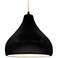 Radiance 13.5"W Droplet Black Beige Cord Pendant w/ Carbon Black Shade