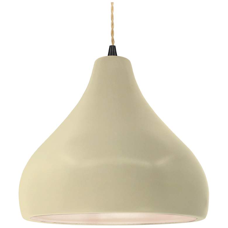Image 1 Radiance 13.5"W Droplet Black Beige Cord Pendant w/ Vanilla Gloss Shad