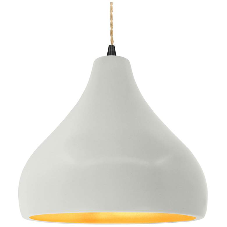 Image 1 Radiance 13.5"W Droplet Black Beige Cord Pendant w/ White And Gold Sha