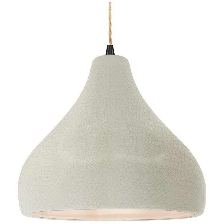 Image 1 Radiance 13.5"W Droplet Black Beige Cord Pendant w/ White Crackle Shad