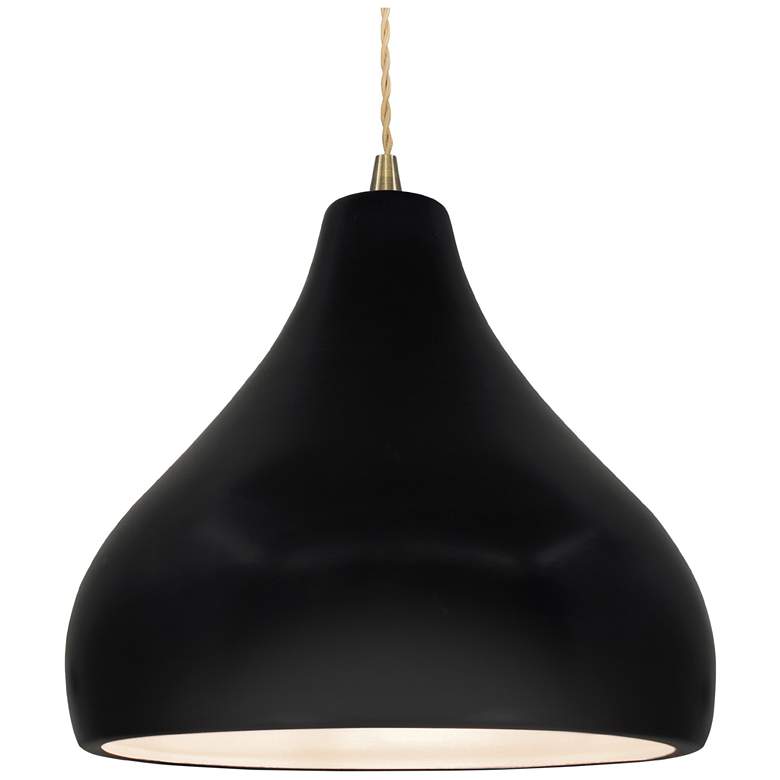 Image 1 Radiance 13.5"W Droplet Brass Beige Cord Pendant w/ Carbon Black Shade