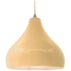 Image1 of Radiance 13.5"W Droplet Brass Beige Cord Pendant w/ Muted Yellow Shade