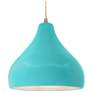 1_Radiance 13.5"W Droplet Brass Beige Cord Pendant w/ Reflecting Pool Sh