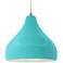 Radiance 13.5"W Droplet Brass Beige Cord Pendant w/ Reflecting Pool Sh
