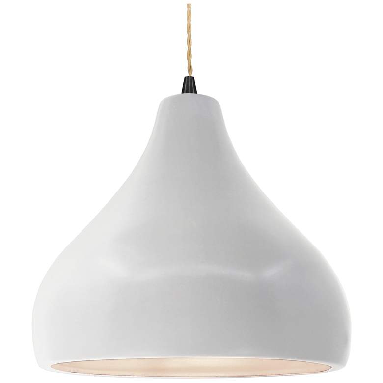 Image 1 Radiance 13.5"W Droplet Matte Black Beige Cord Pendant w/ Bisque Shade