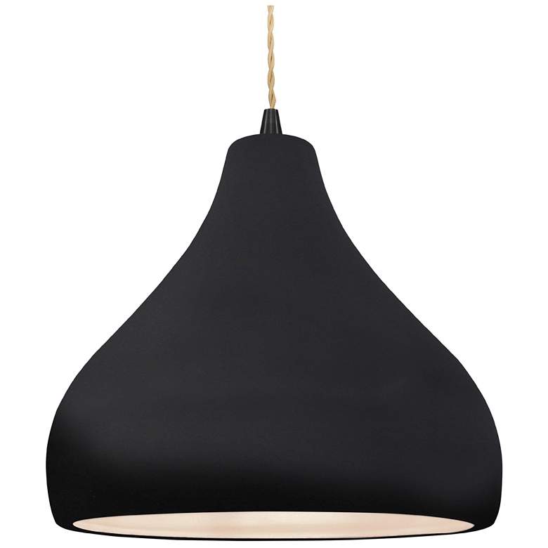 Image 1 Radiance 13.5"W Droplet Matte Black Beige Cord Pendant w/ Black Shade