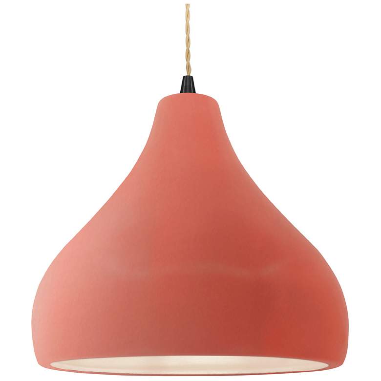 Image 1 Radiance 13.5"W Droplet Matte Black Beige Cord Pendant w/ Blush Shade