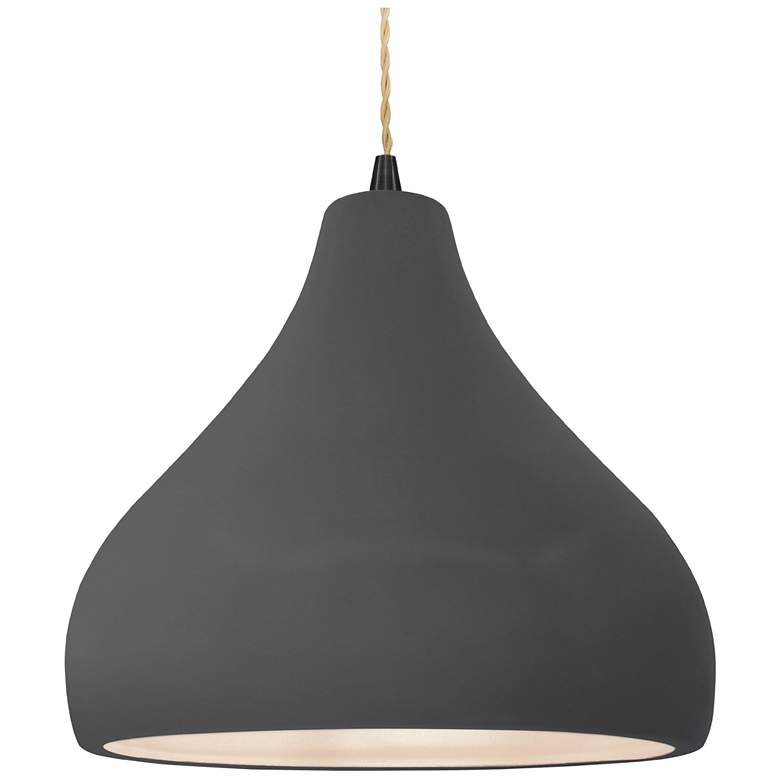 Image 1 Radiance 13.5"W Droplet Matte Black Beige Cord Pendant w/ Gloss Grey S
