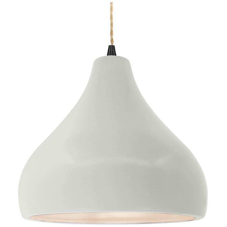 Image 1 Radiance 13.5"W Droplet Matte Black Beige Cord Pendant w/ Matte White